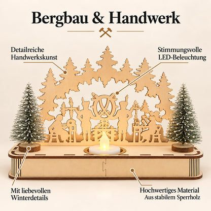Handgefertigter LED-Lichtaufsteller aus Holz – 3 Motive